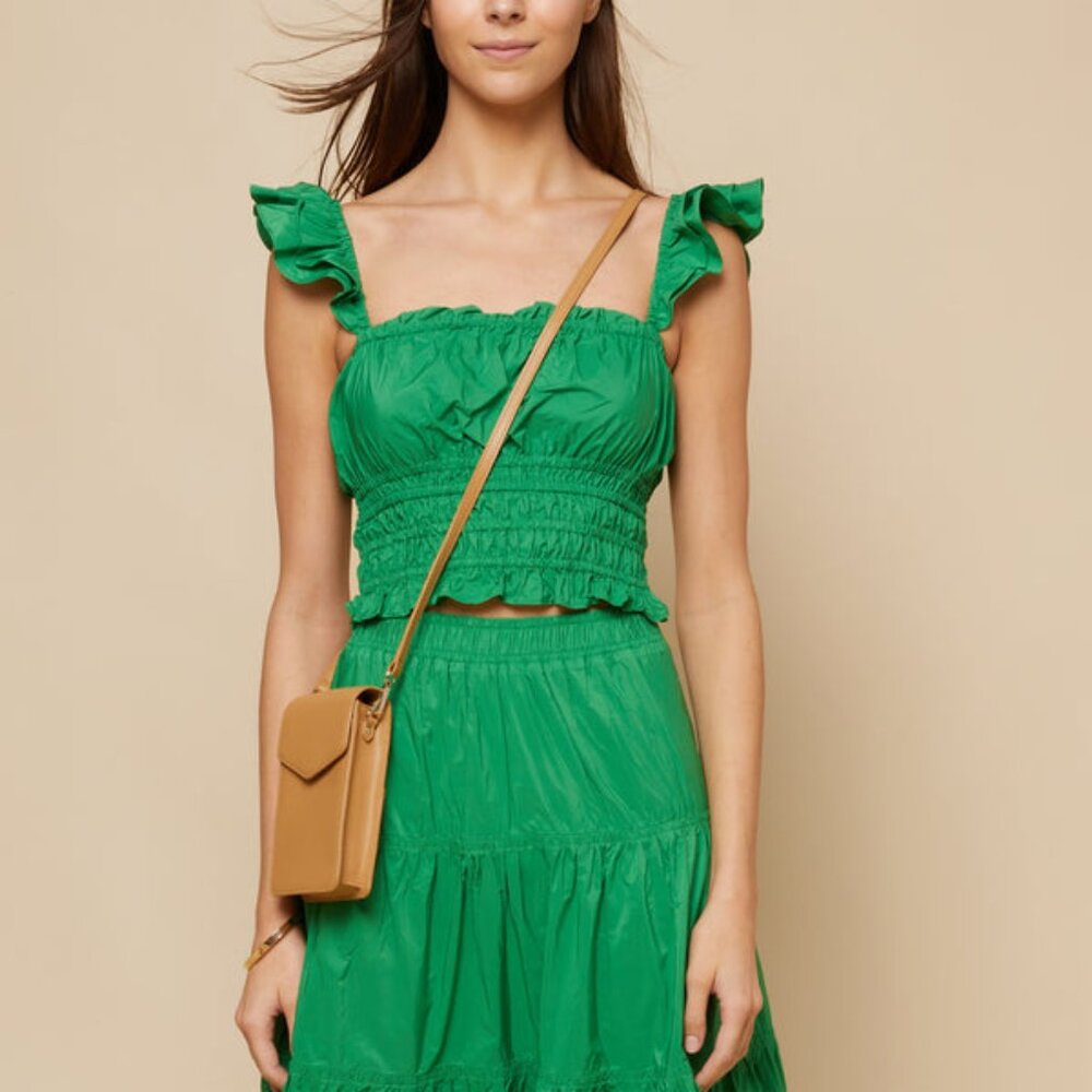 Leatherology Mini Willow Crossbody small dark khaki phone and credit cards purse